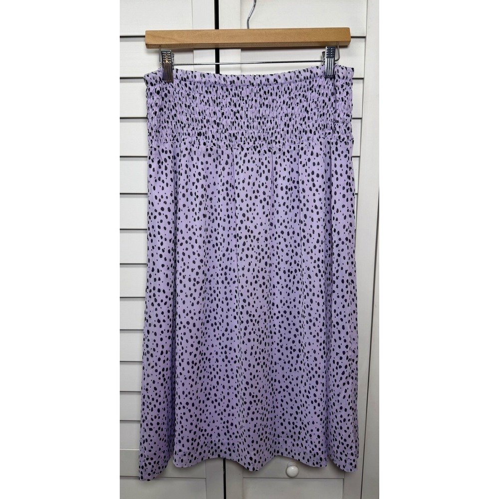 Banana Republic Polka Dot Pull On Smocked Flowy Midi Skirt Women's Size Medium
